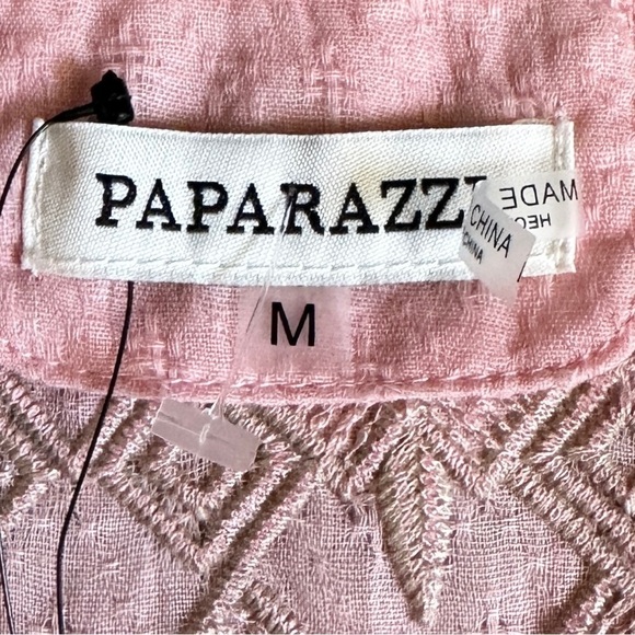 Paparazzi Pink Boho Embroidered Lightweight Tank Top Size M NWT - Picture 7 of 8